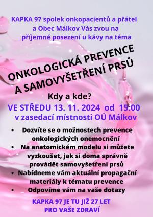 Přijďte na kávu a diskusi o onkologické prevenci v Málkově